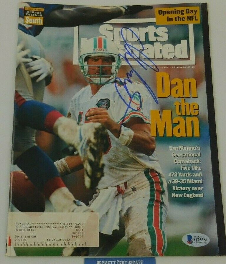 Dan Marino Signed Sports Illustrated Cover 9.12.94 Nfl Hof Dolphins Bas