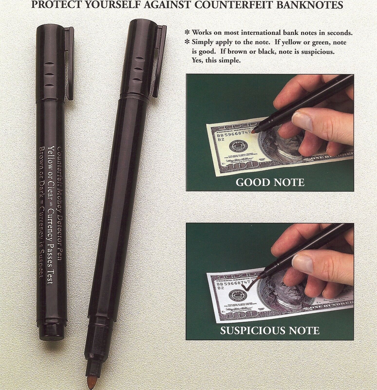 (3 Pack) Counterfeit Money Detector Pen Marker Fake Dollar Bills Currency Check.