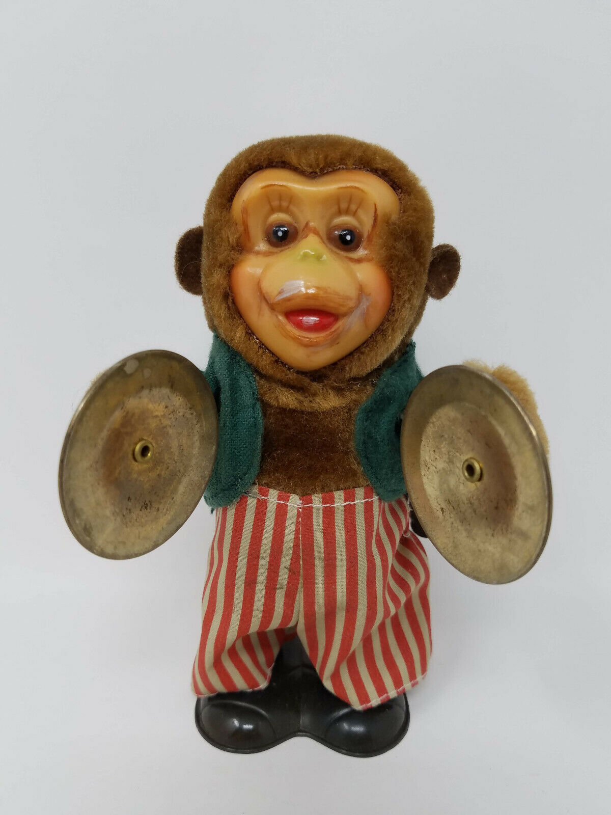 Vintage 5.5" Tall Cymbal Playing Monkey Furry Wind-up Toy Working Rare