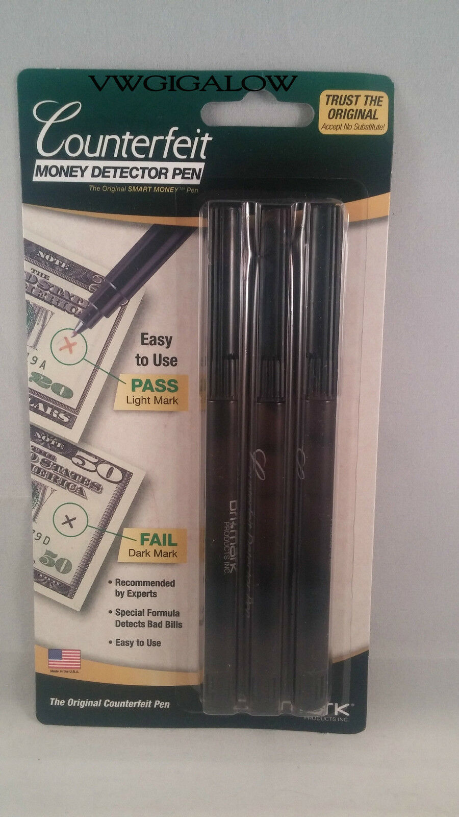 Dri Mark Smart Money Counterfeit Bill Detector Pen Brand New 3 Pack