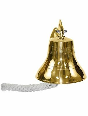 Us Navy Solid Brass Ship's Bell 6" Decorative Usn Nautical Hanging Wall Decor