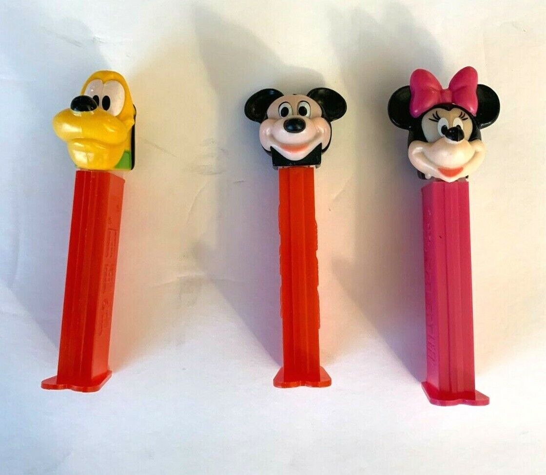 Disney Pez Lot Of 3 Mickey Mouse, Pluto, Minnie Mouse