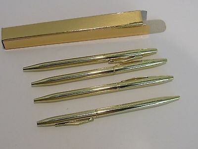 4 Terzetti Model "slim" Plus Gold Ballpoint Pens-slim Pen-gold Gift Box For Each