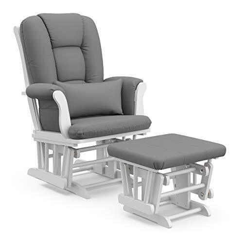 Storkcraft Tuscany Custom Glider And Ottoman With Lumbar Pillow White/grey