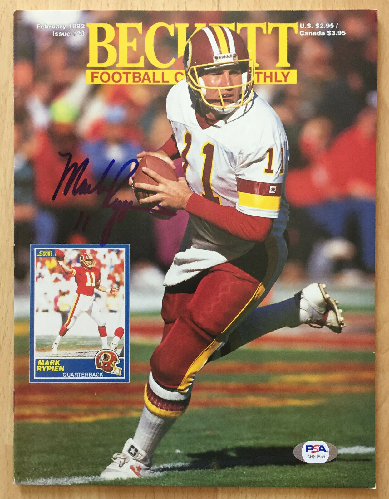Mark Rypien Washington Redskins Signed Autographed 1992 Beckett Magazine Psa/dna