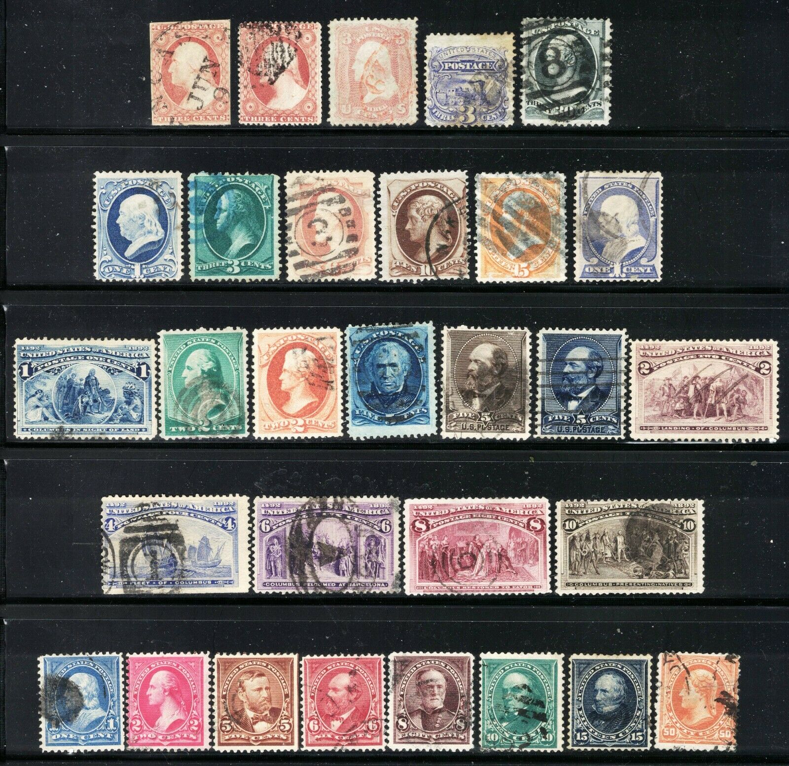 U.s. Nice Lot Of 30 Different Old Stamps From The 1850's Up Through The 1890's
