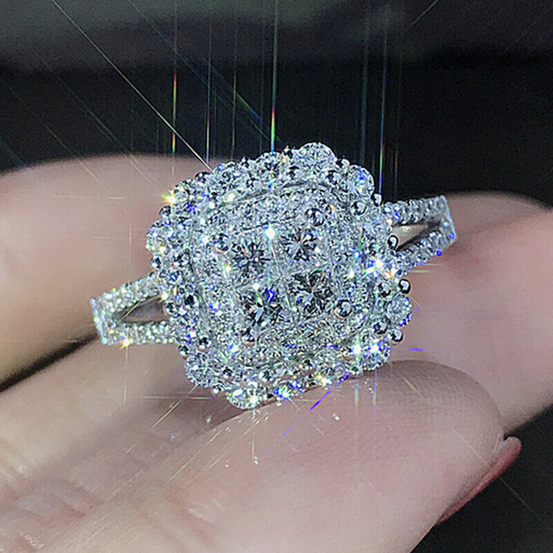 Gorgeous 925 Silver Wedding Rings Women Jewelry Cubic Zirconia Rings Sz 6-10