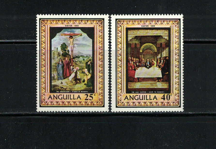 Br Cw: Anguilla 1969: #68-69 Easter, Religion, Paintings Nh:lot#4/16