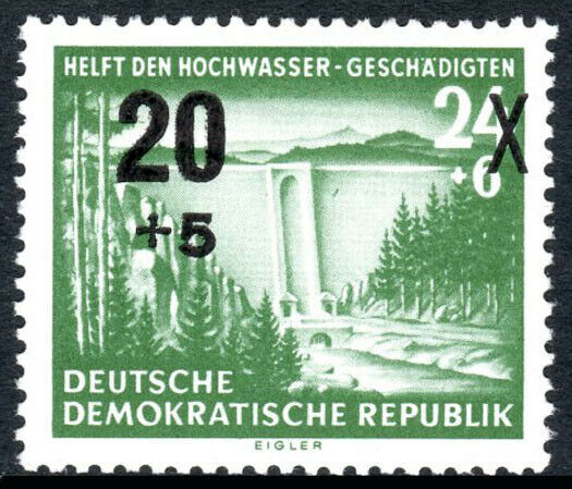 Germany Ddr/gdr B27, Mh. Dam. The Surtax Was For Flood Victims. Surcharged,1955