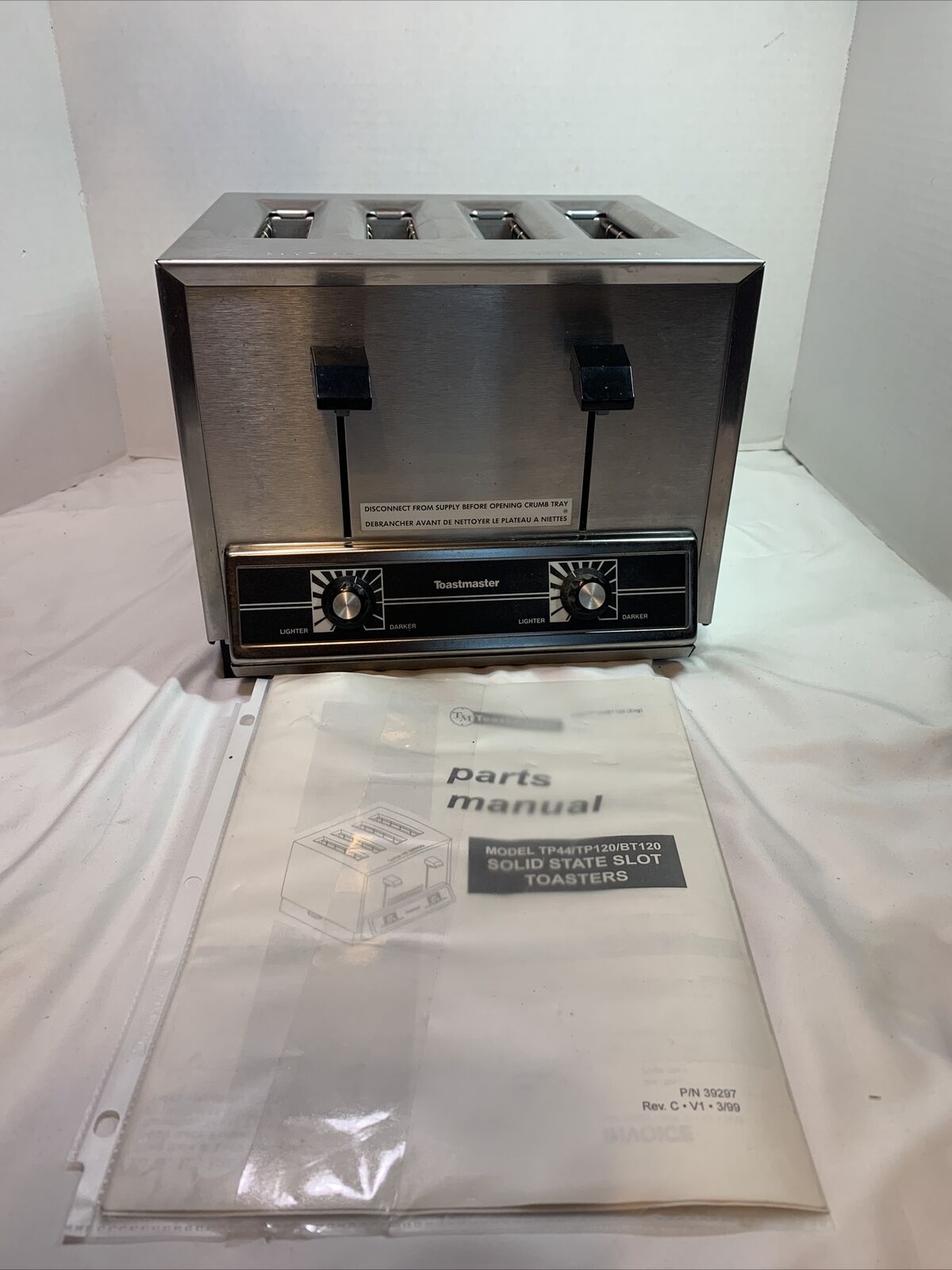 Vintage Toastmaster Tp-44 Stainless Steel Commercial 4 Slice Toaster