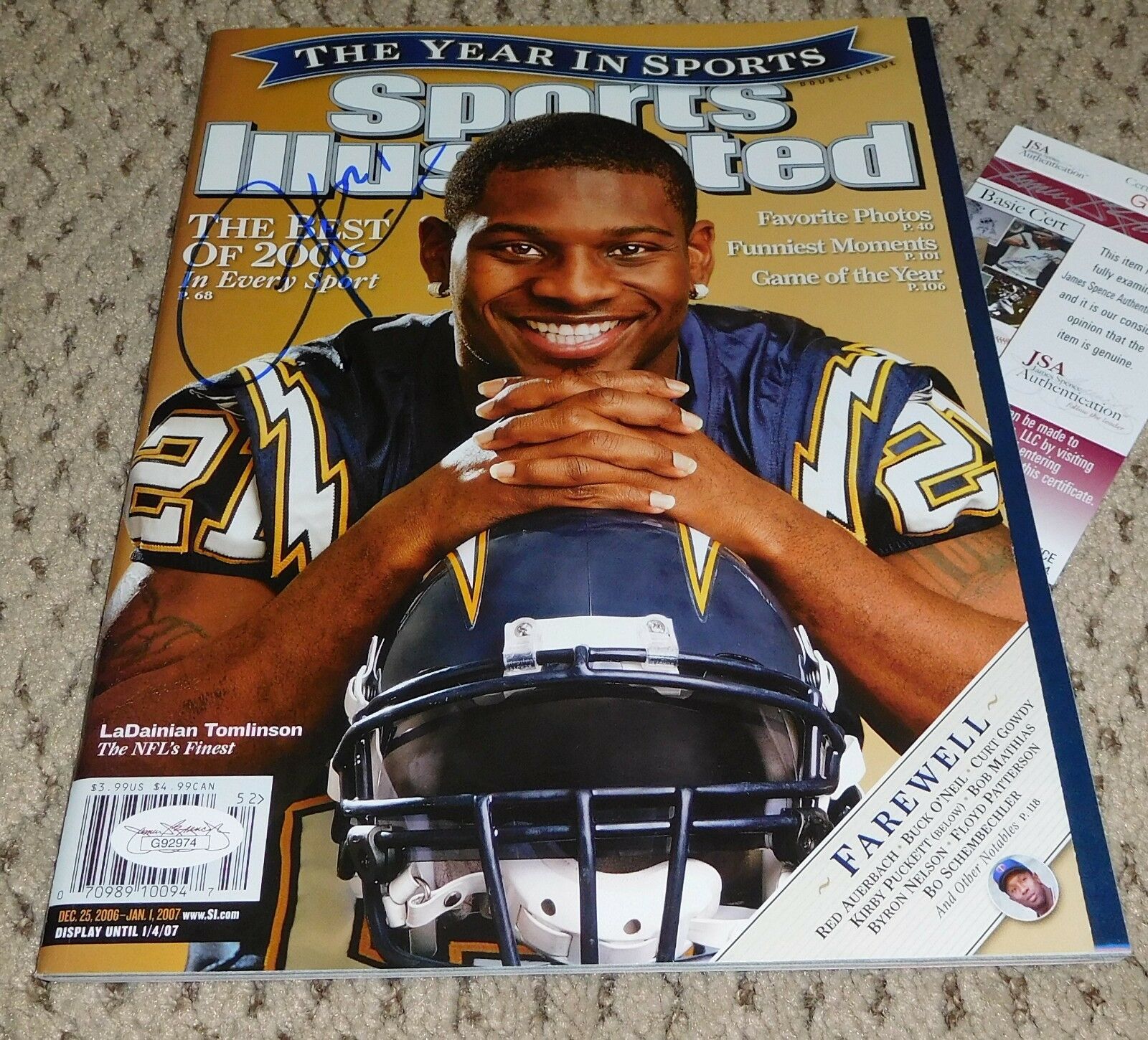 Ladainian Tomlinson Signed Sports Illustrated Si Jsa Autograph Lt Chargers