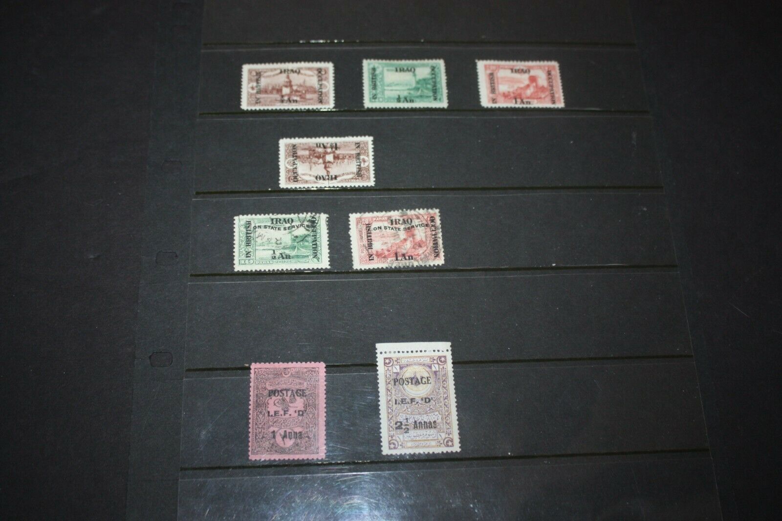 Mesopotamia Iraq Lot Of 8 Early Overprint Stamps Scott Brown  Albums Mes27aug
