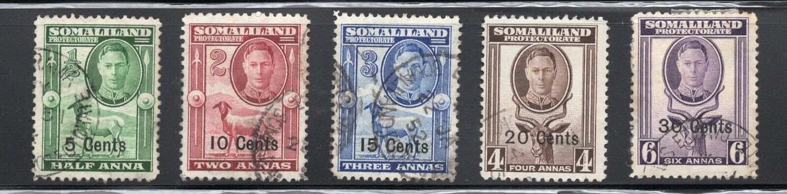 Somaliland Protectorate Sg125-129 (part Set) Used Cat. £11.50