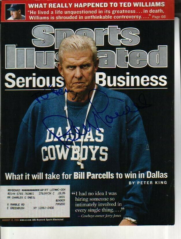 Bill Parcells Autographed Sports Illustrated Cover Cowboys Nfl Hof To Ken