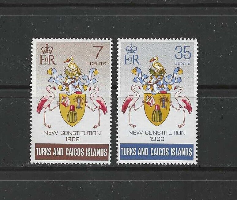 Turks & Caicos Islands , 1970 , New Constitution , Set Of 2 Stamps , Perf , Mnh