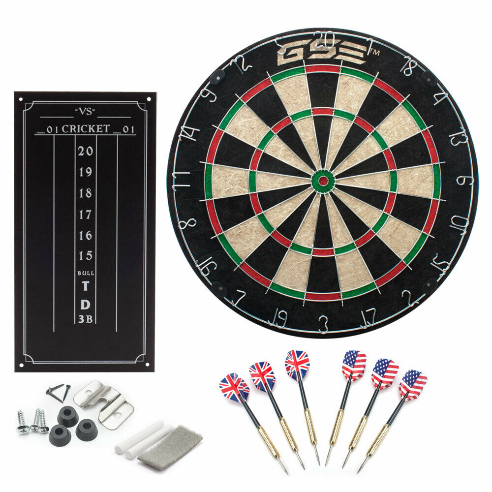 Professional Regulation Size Bristle Dart Board With Chalk Scoreboard & 6 Darts