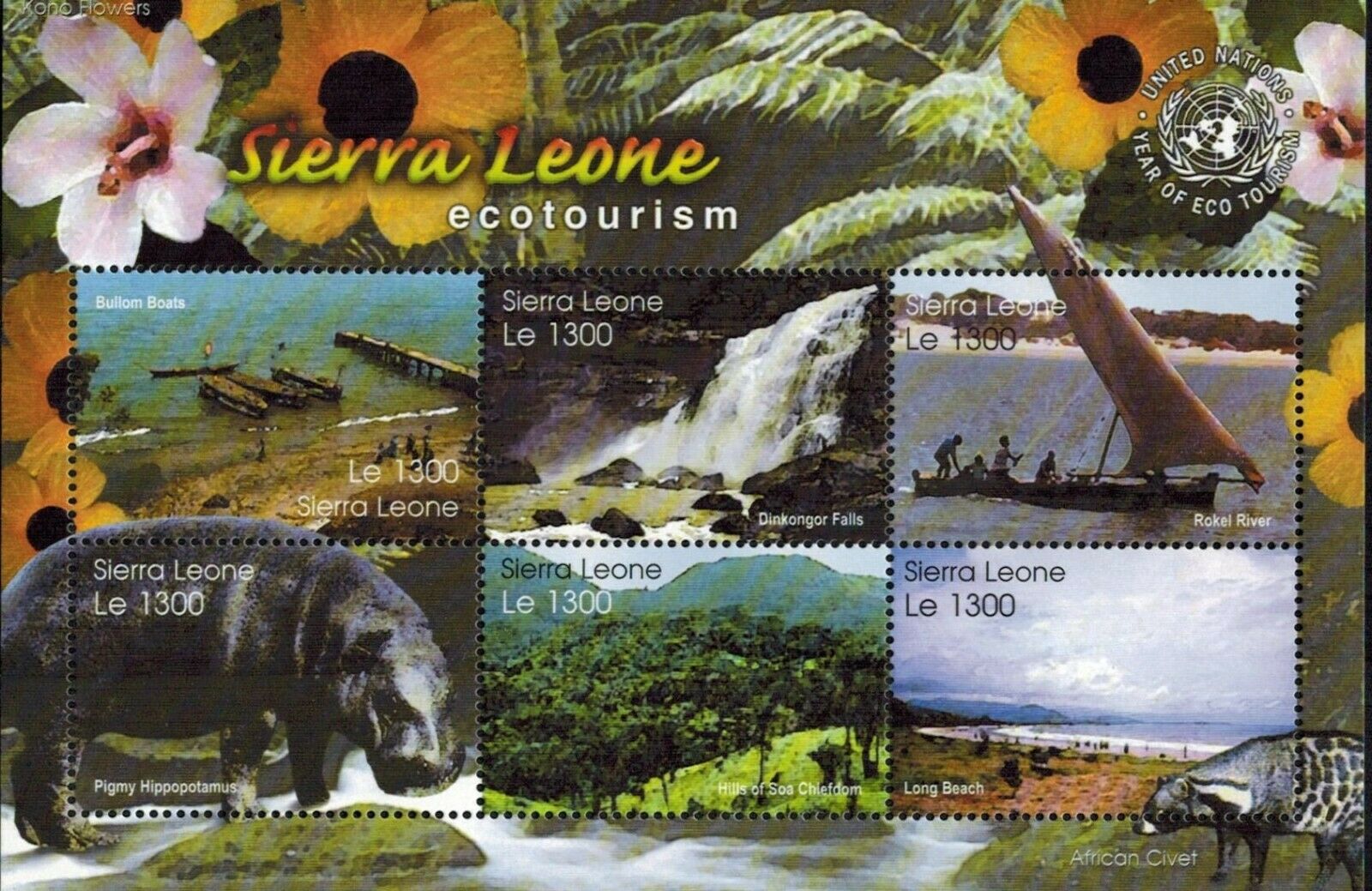 Modern Gems - Sierra Leone - Year Of Eco Tourism - Sheet Of 6 - Mnh