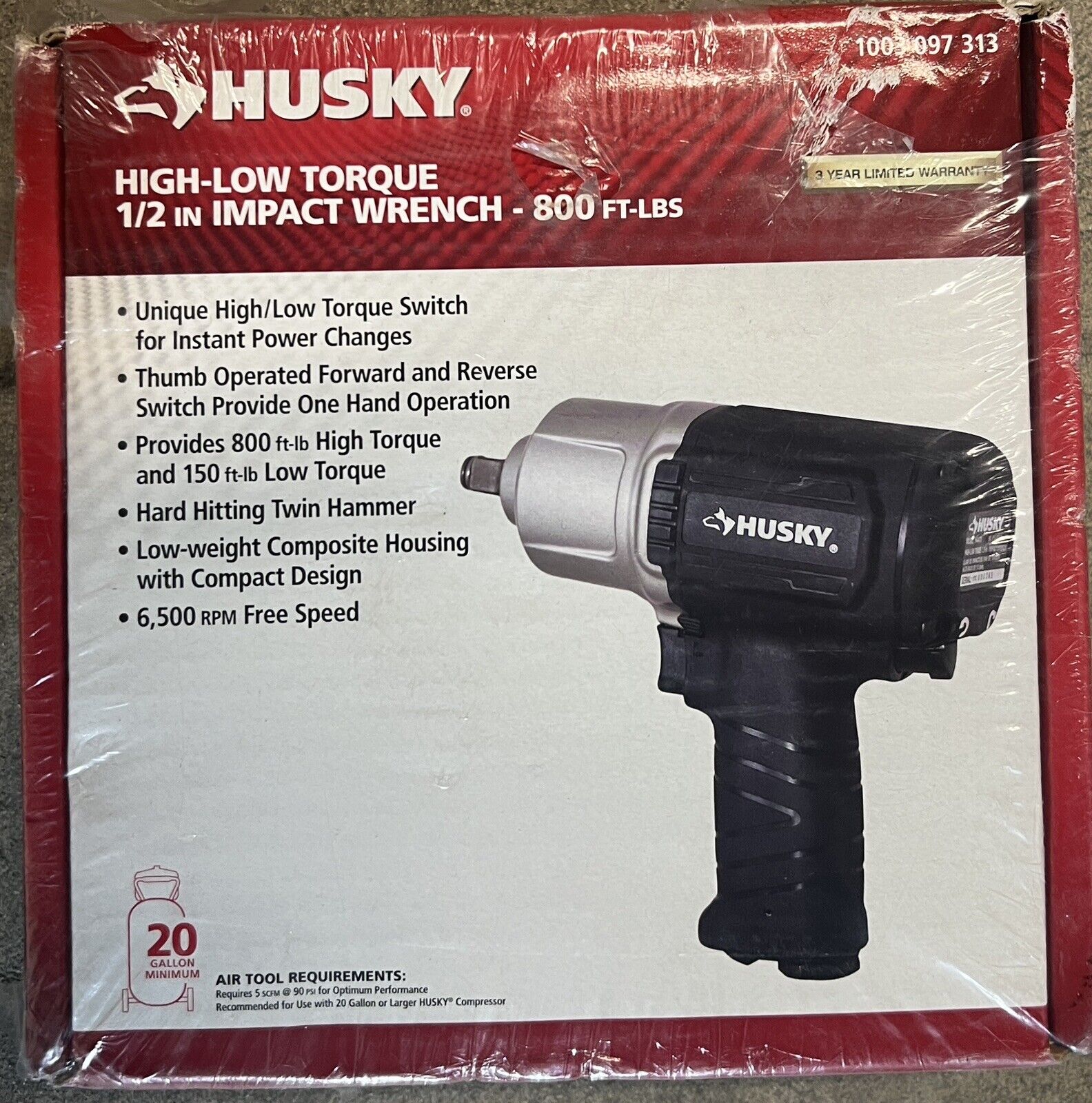 Husky 800 Ft./lbs. Of Torque In High Setting 1/2 In. High-low Impact Wrench