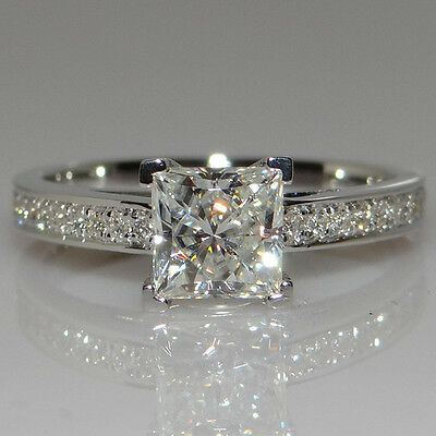 Handmade Princess Cut 1ct Engagement Cz 925 Silver Women Wedding Band Ring Sz4-9
