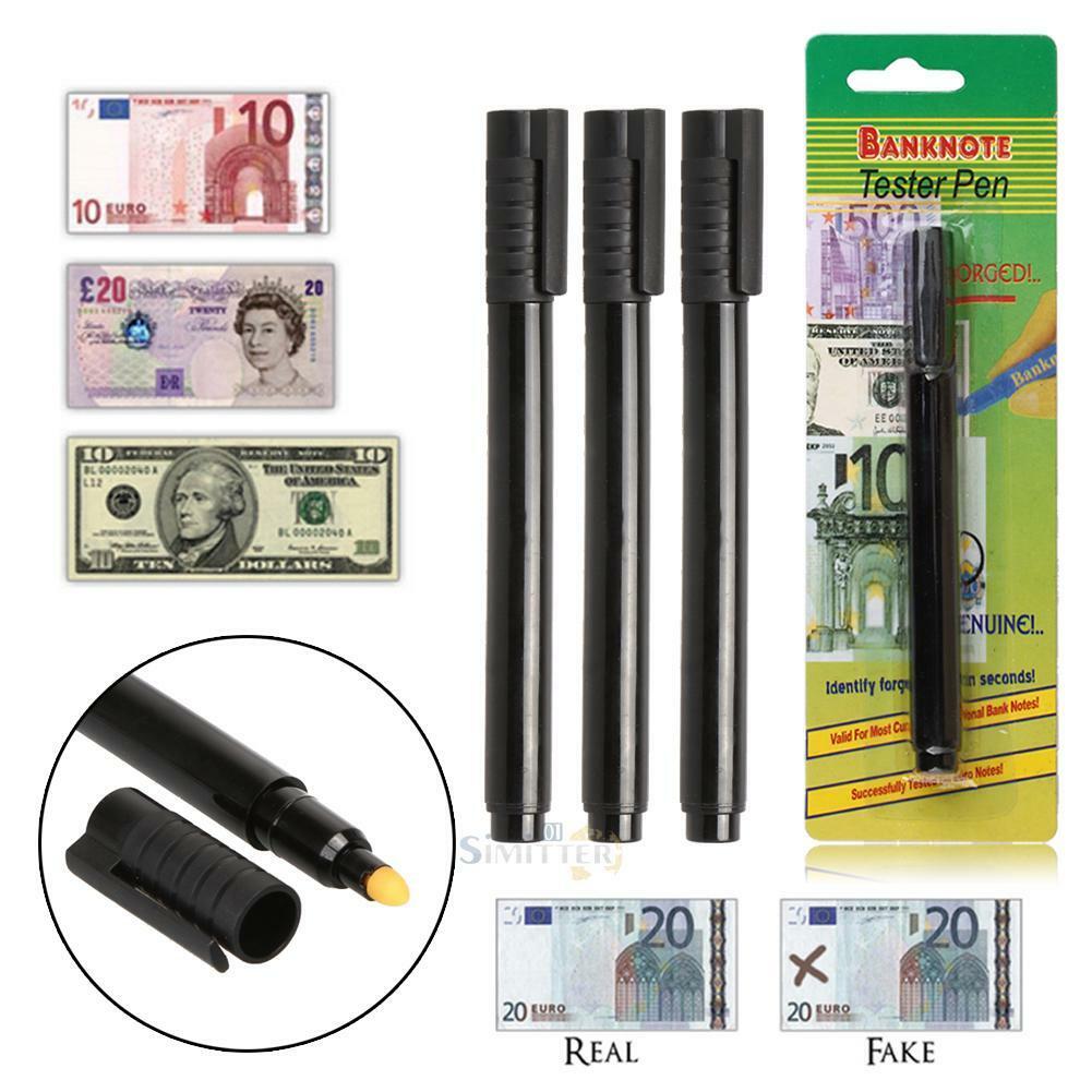 3pcs Black Money Checker Counterfeit Detector Marker Fake Banknotes Tester Pen