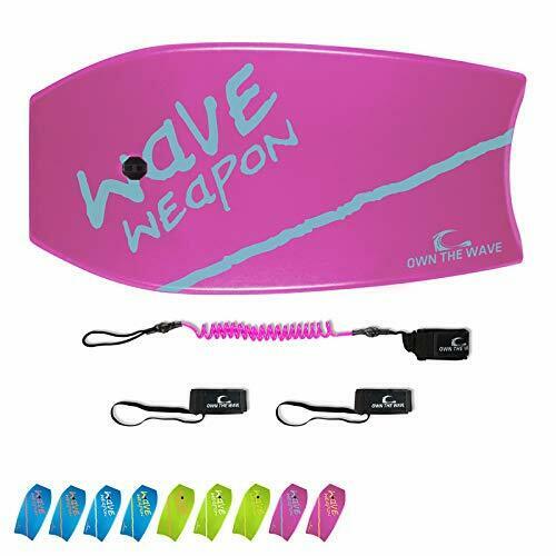 Own The Wave 33" Bodyboard With Coiled Leash And Swim Fin Straps - Hdpe Slick...