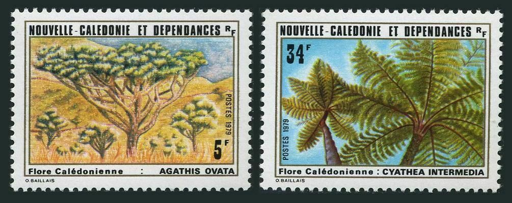 New Caledonia 448-449,mnh.michel 636-637. Plants 1979.agathis Ovata,cyathea