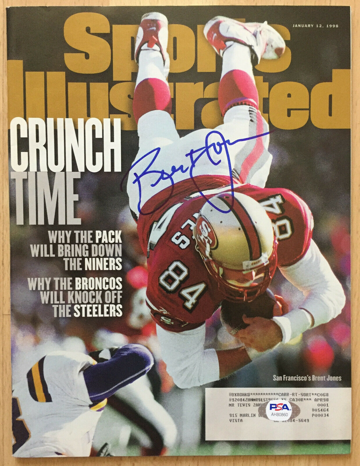 Brent Jones Signed Autographed 1998 Sports Illustrated San Francisco 49ers Psa