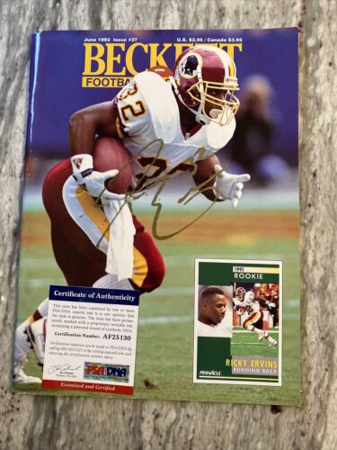Ricky Ervins Signed Auto June 1992 Beckett Mag Washington Redskins Psa Dna Coa