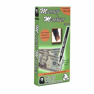 (5 Pens) Money Marker -- Counterfeit Fake Bill Detector Counterfit Dollar Pen