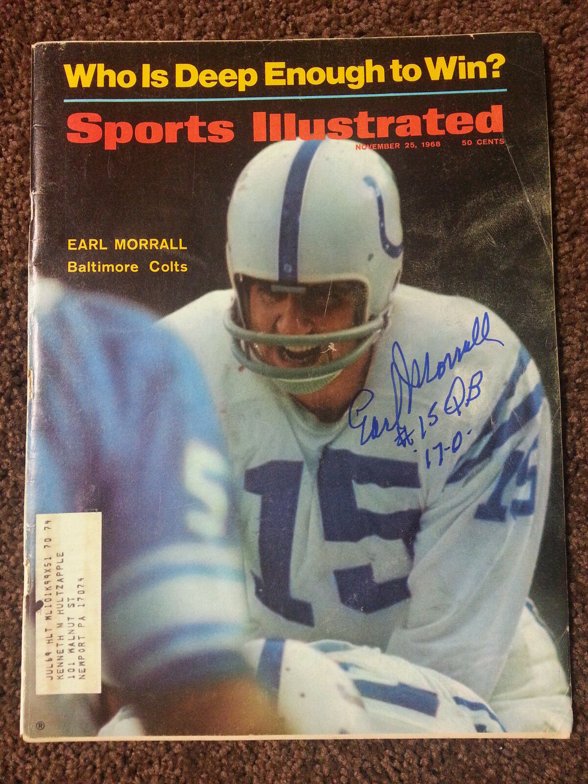 Earl Morrall Signed Autographed Sports Illustrated Exact Proof Dolphins Colts