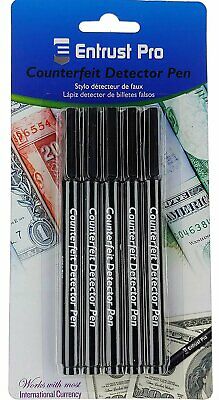 Counterfeit Money Detector Pen Marker (5 Pack ) Chisel Tip