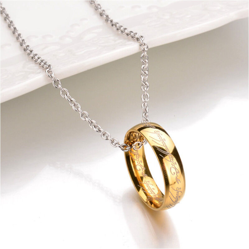 Gold Plated Lord Of The Rings Necklace The One Ring Lotr Pendant Stainless Steel