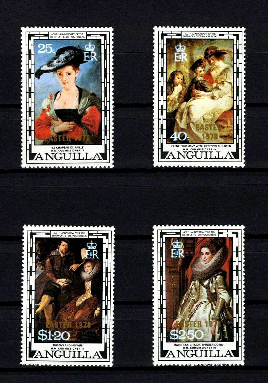 Anguilla - 1978 - Rubens Paintings - Easter Ovpt - 4 X Mint - Mnh Set!