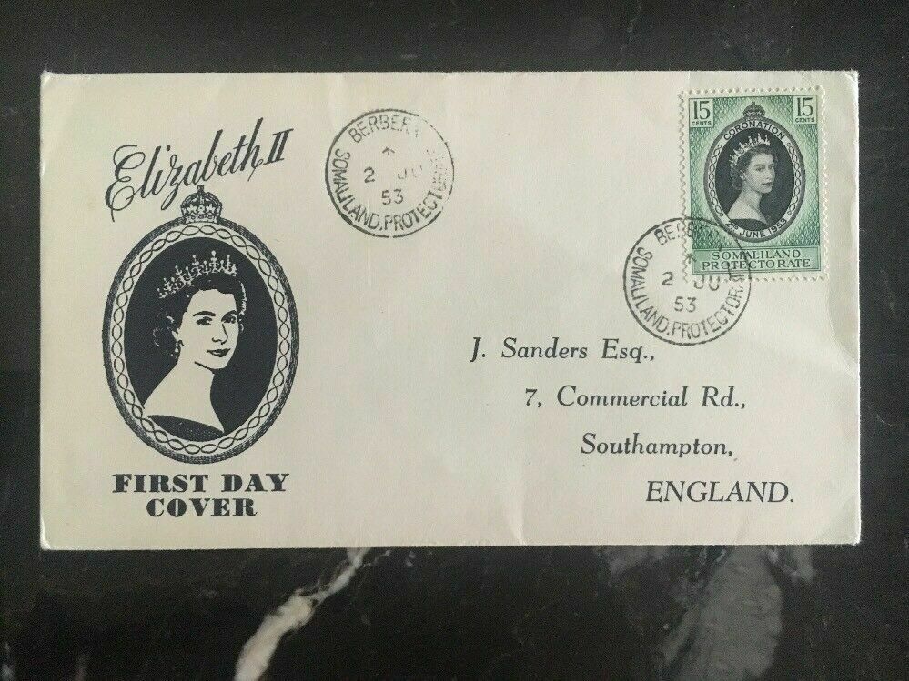 1953 Somaliland First Day Cover Fdc Qe Ii Queen Elizabeth Coronation To England