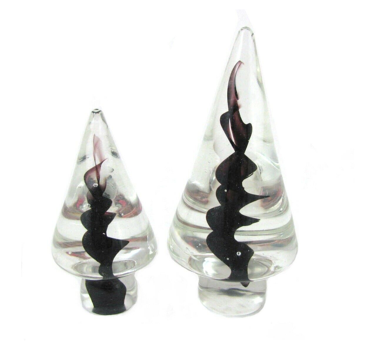 Art Glass Spiral Swirl Christmas Tree Set Vtg Murano ? Paperweight Figurines