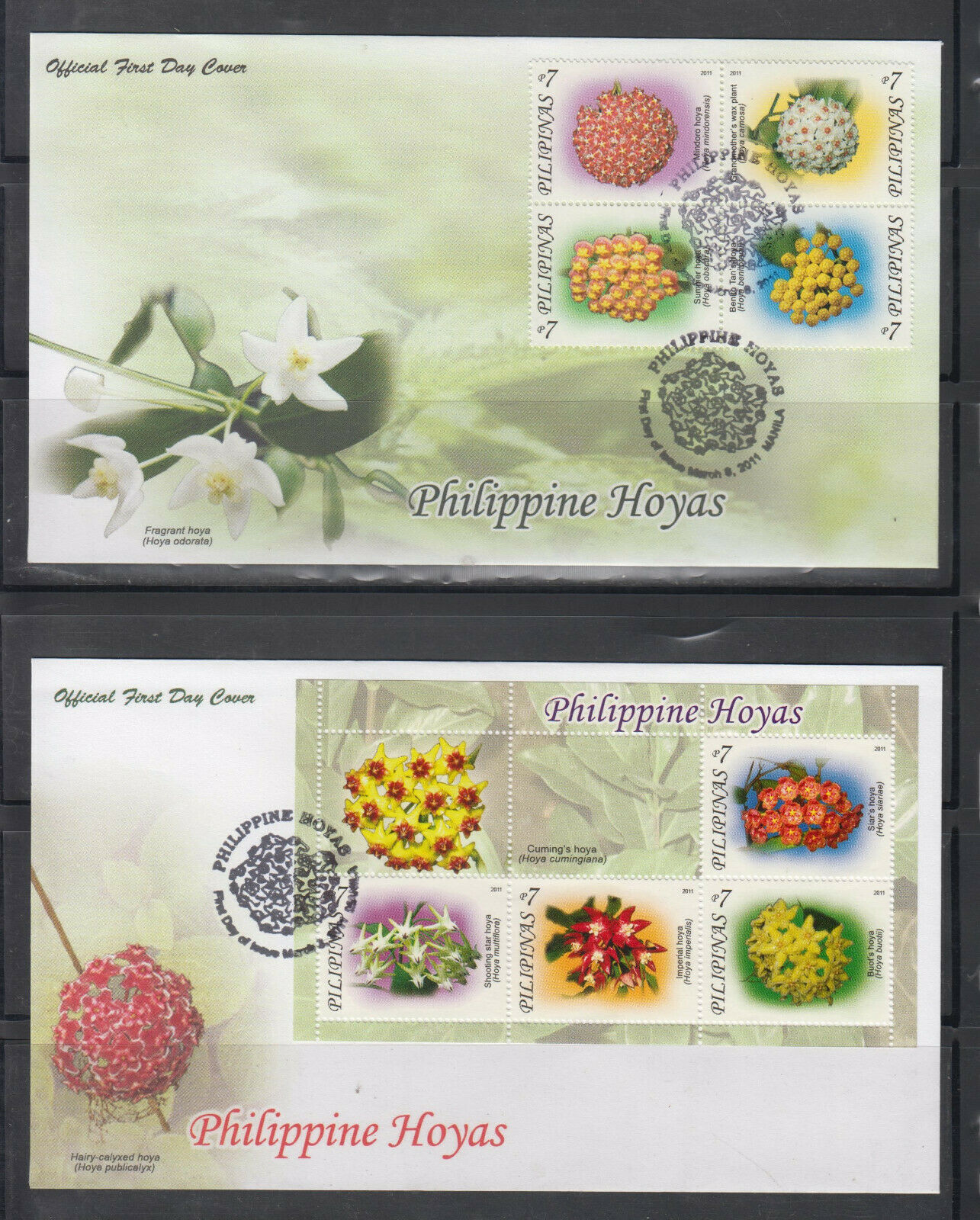 Philippine Stamps 2011 Philippine Hoyas (flowers) Complete Set On First Day Cove