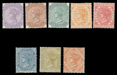 Mauritius 1882-93 1c-50c Victoria Mint #68-75 O.g. Mhr 2c Red Brown 10c No Gum $