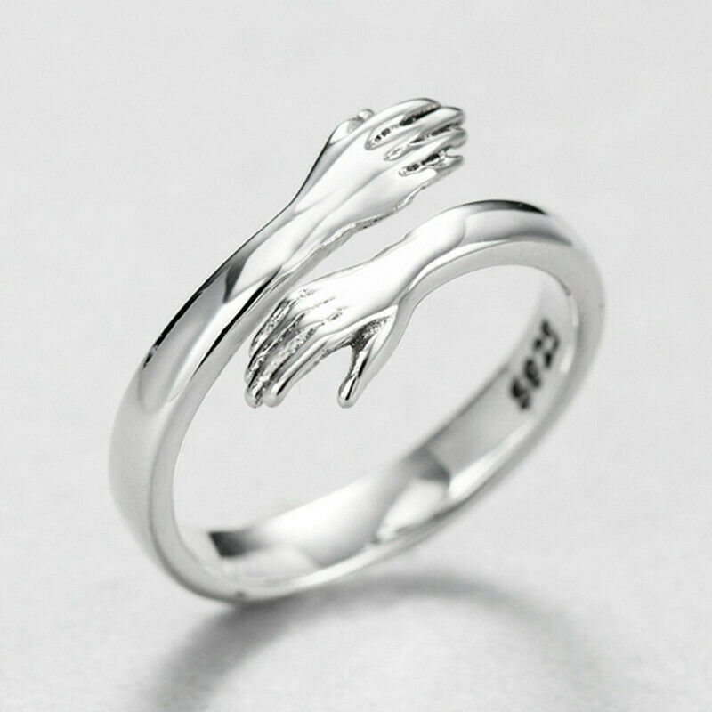 Fashion Love Hug Rings For Men Women 925 Silver Party Rings Open Ring Gift