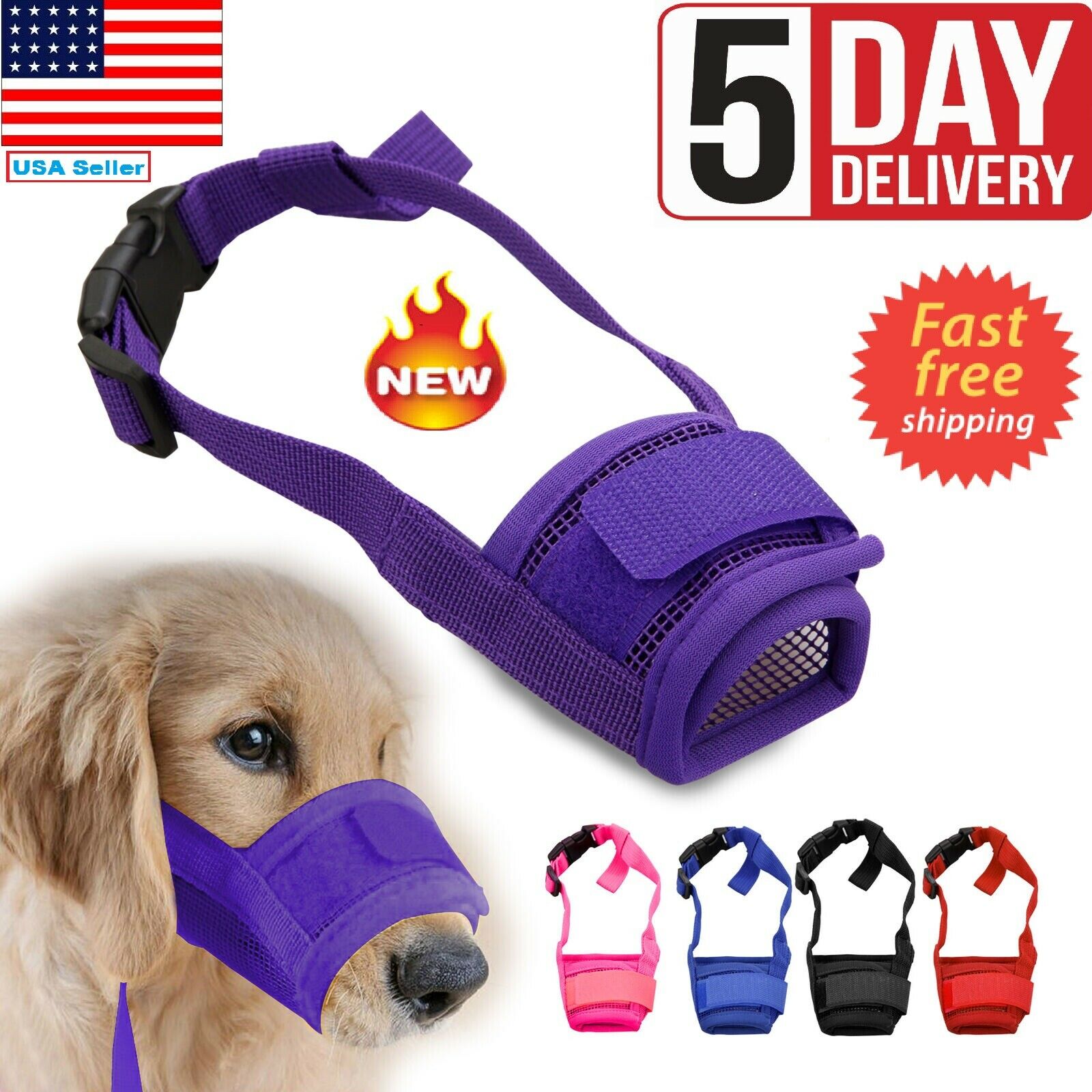 Adjustable Pet Dog Mask Small&large Mouth Muzzle Grooming Anti Stop Bark Bite