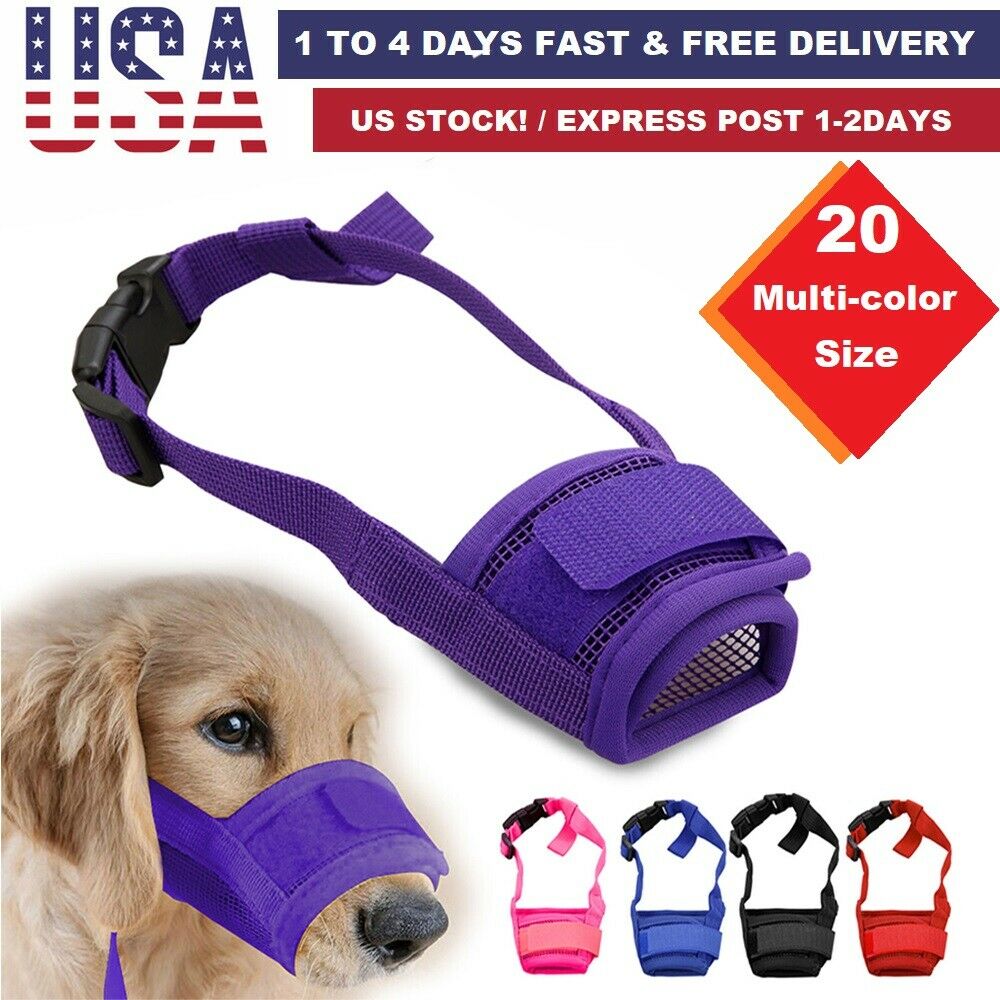Dog Muzzle Anti Stop Bite Barking Chewing Mesh Mask Training Small Large S-xl Us