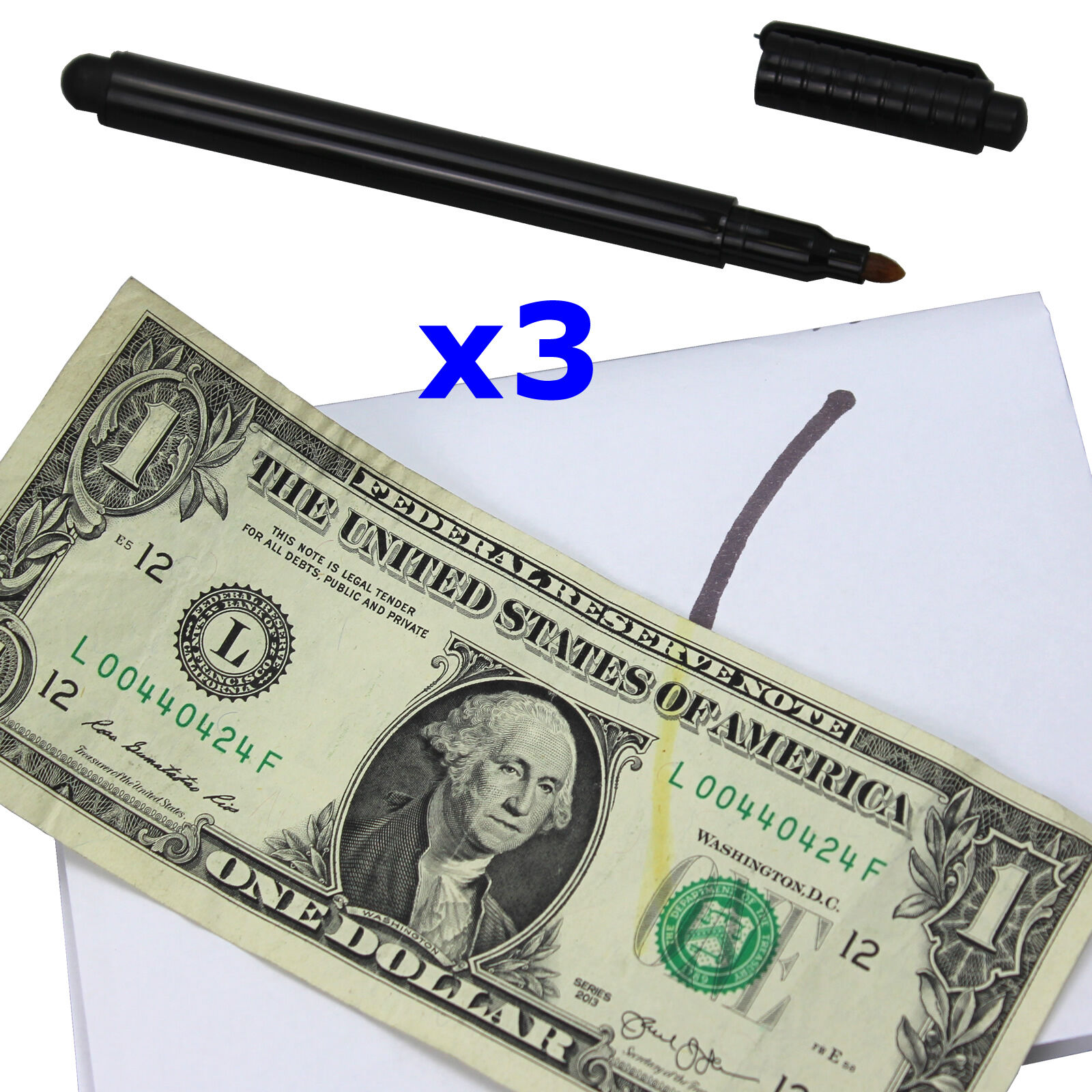 Counterfeit Check Money Detector (3 Pack) Pen Marker Fake Dollar Bill Currency