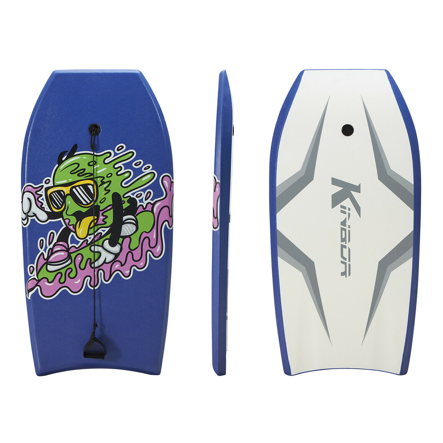 41” Teens Bodyboard Kickboard Wake Surfing W/ Eps Core Wrist Leash Blue