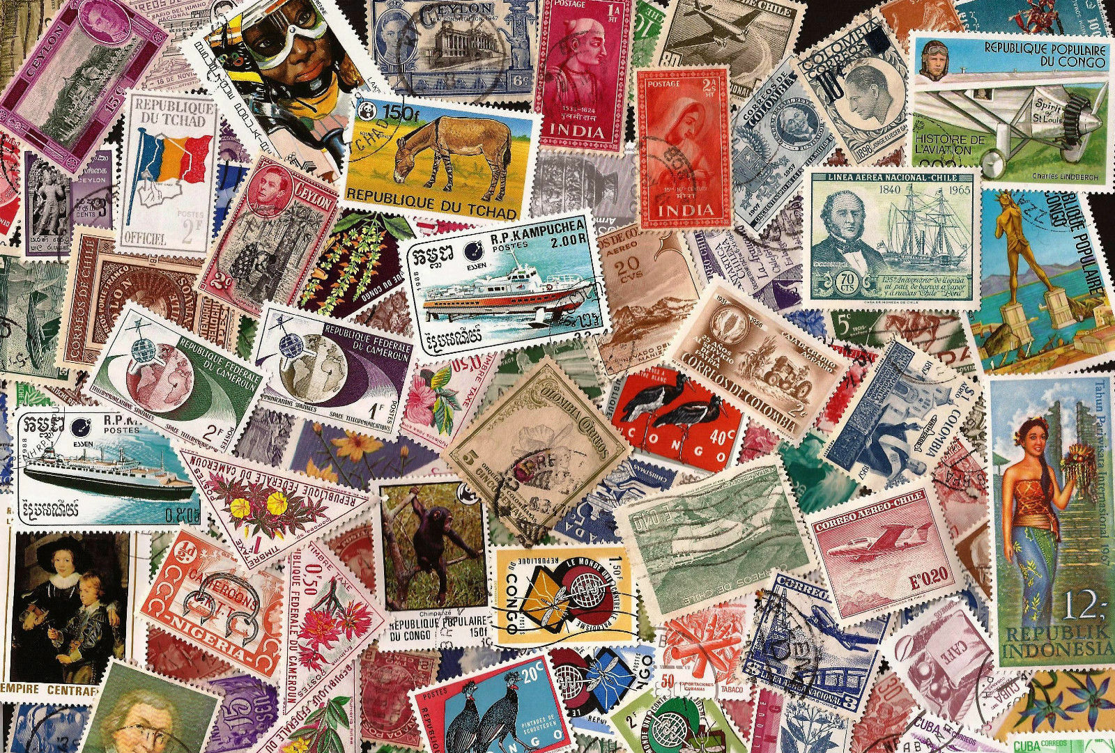 [lot A] 100 Different Worldwide Stamp Collection - About 50% Commemoratives!