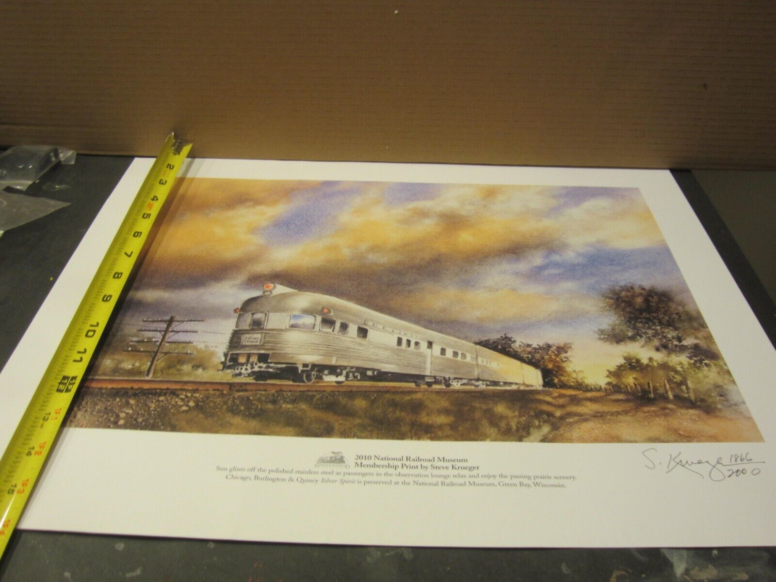 2010 National Railroad Museum Print By S. Krueger Cb&q Silver Passenger Cars