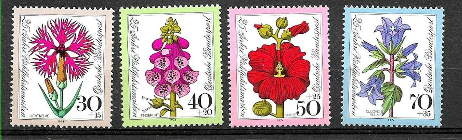#6022 Germany 1974 Flowers Flora Semipostal Set Yv 667-70 Mnh