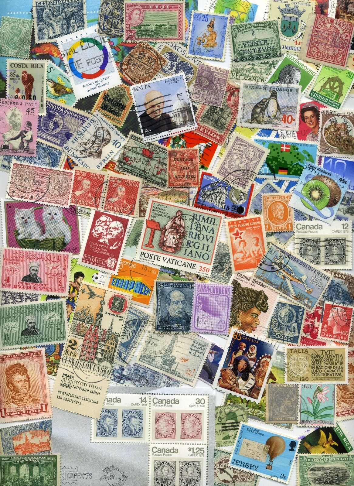 Foreign Stamp Mix Off Paper 250+  From Old Collections With Huge Bonus!!!