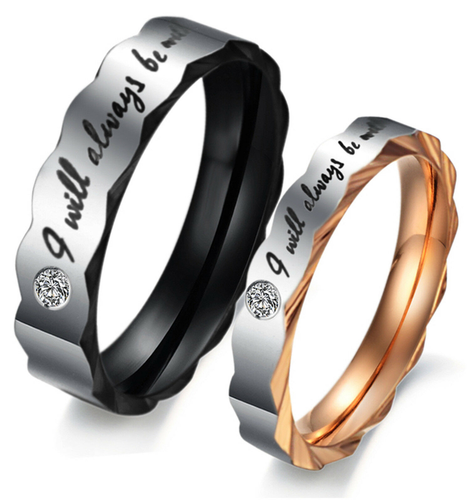 Couple's Matching Promise Ring "will Always Be With You" His Or Her Wedding Band