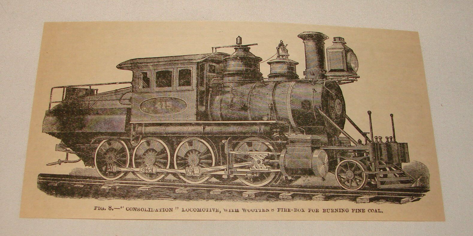 1887 Magazine Engraving ~ 'consolidation' Locomotive