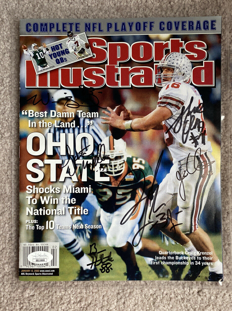 Autographed Sports Illustrated, 6 Ohio State Football Autographs, Jsa