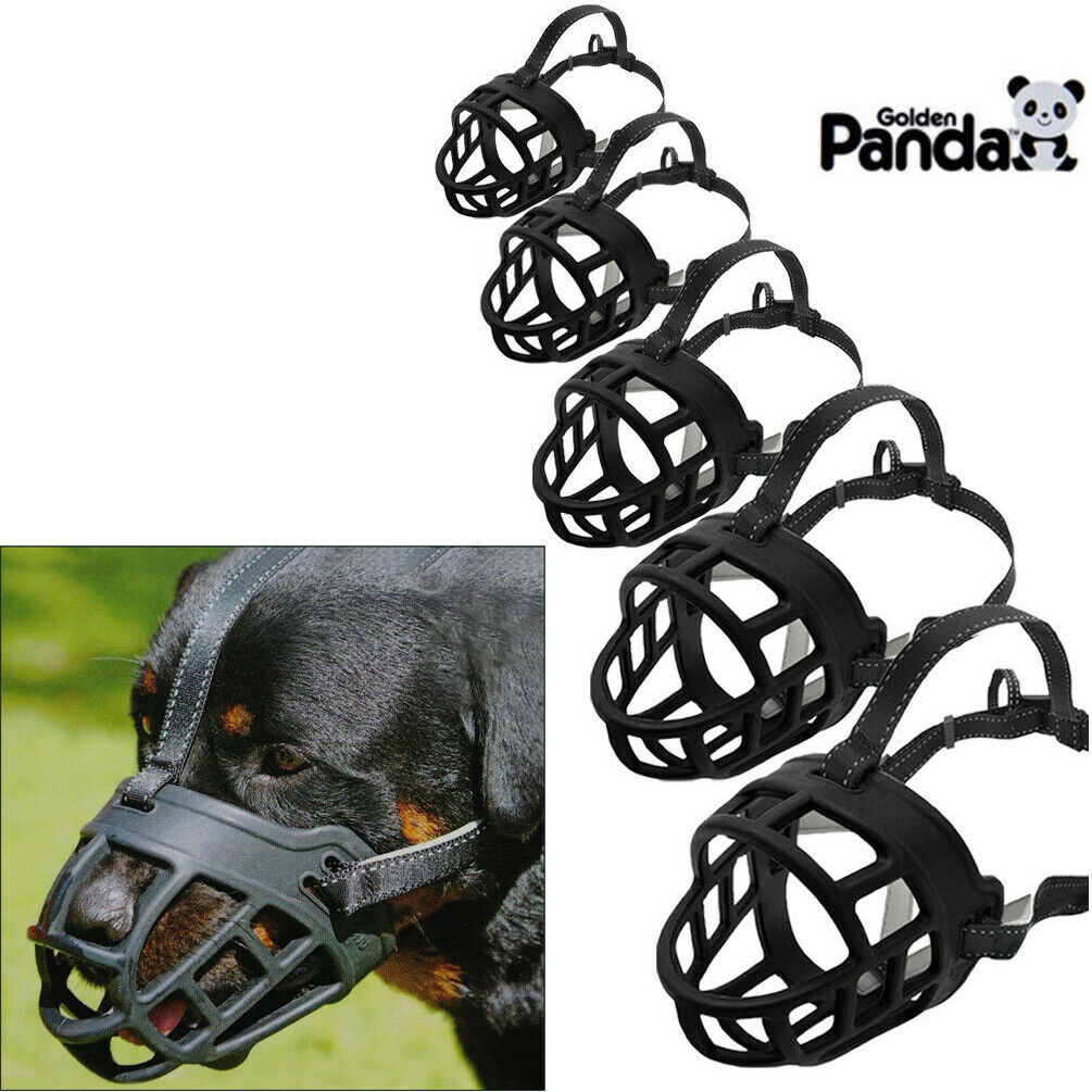 Strong Dog Muzzle Adjustable Basket No Bite Mouth Mask Bark Cage Flexible Straps